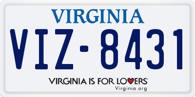 VA license plate VIZ8431