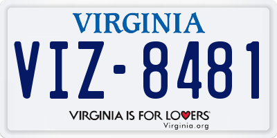 VA license plate VIZ8481