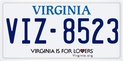 VA license plate VIZ8523