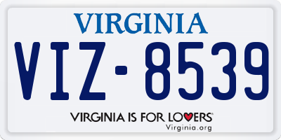 VA license plate VIZ8539