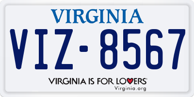 VA license plate VIZ8567