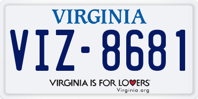 VA license plate VIZ8681