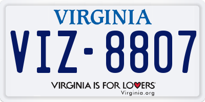 VA license plate VIZ8807