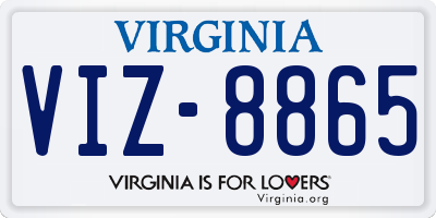 VA license plate VIZ8865