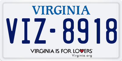 VA license plate VIZ8918