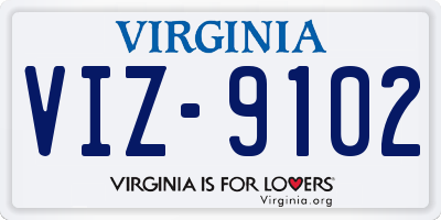 VA license plate VIZ9102