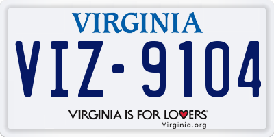 VA license plate VIZ9104