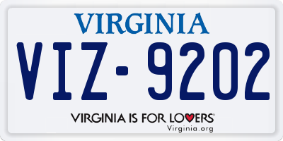 VA license plate VIZ9202