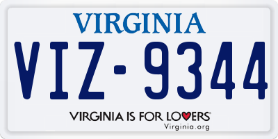 VA license plate VIZ9344