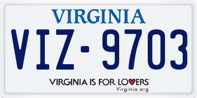 VA license plate VIZ9703