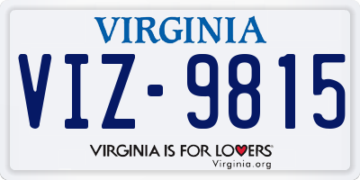 VA license plate VIZ9815