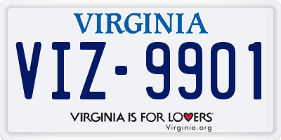 VA license plate VIZ9901