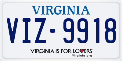 VA license plate VIZ9918