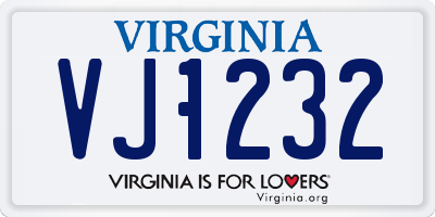 VA license plate VJ1232