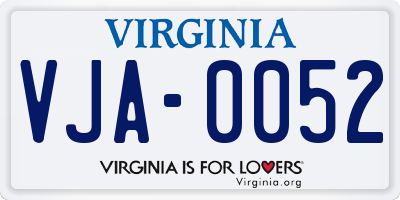 VA license plate VJA0052