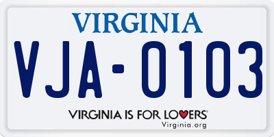 VA license plate VJA0103