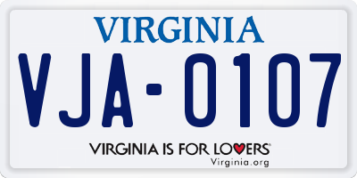 VA license plate VJA0107