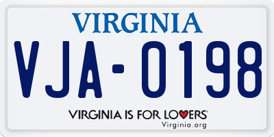 VA license plate VJA0198