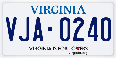 VA license plate VJA0240