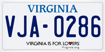 VA license plate VJA0286