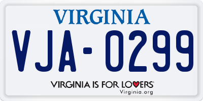 VA license plate VJA0299