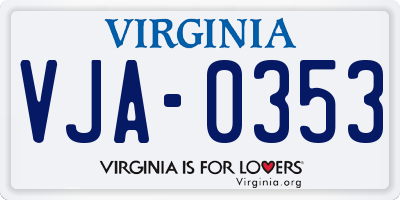 VA license plate VJA0353