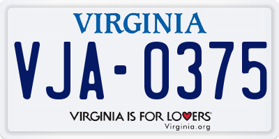 VA license plate VJA0375