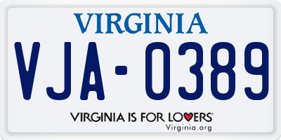 VA license plate VJA0389