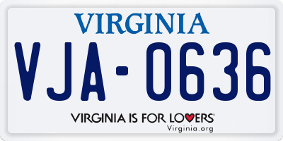 VA license plate VJA0636