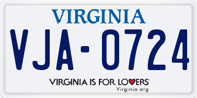 VA license plate VJA0724