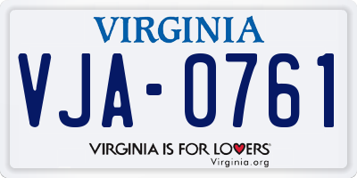 VA license plate VJA0761