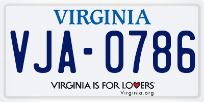 VA license plate VJA0786