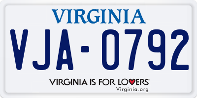 VA license plate VJA0792