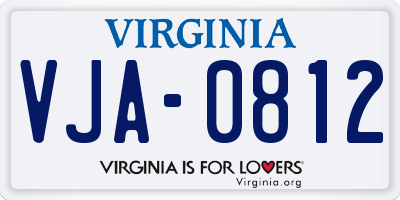 VA license plate VJA0812