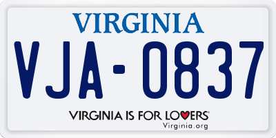 VA license plate VJA0837