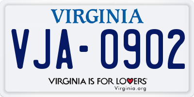 VA license plate VJA0902