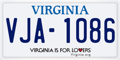 VA license plate VJA1086