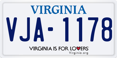 VA license plate VJA1178