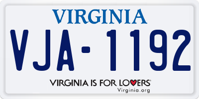 VA license plate VJA1192