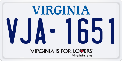 VA license plate VJA1651
