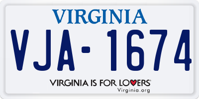 VA license plate VJA1674