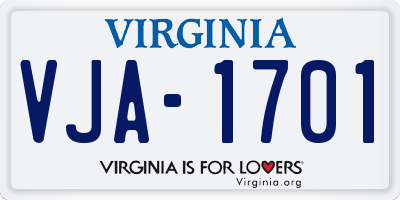 VA license plate VJA1701