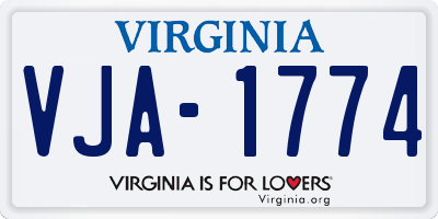 VA license plate VJA1774