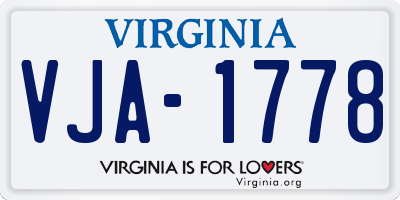VA license plate VJA1778