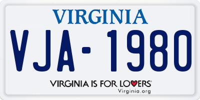 VA license plate VJA1980
