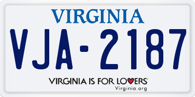 VA license plate VJA2187