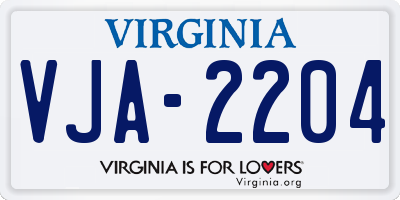 VA license plate VJA2204