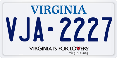 VA license plate VJA2227