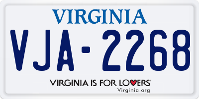 VA license plate VJA2268