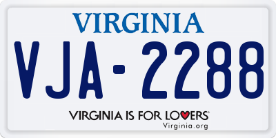 VA license plate VJA2288